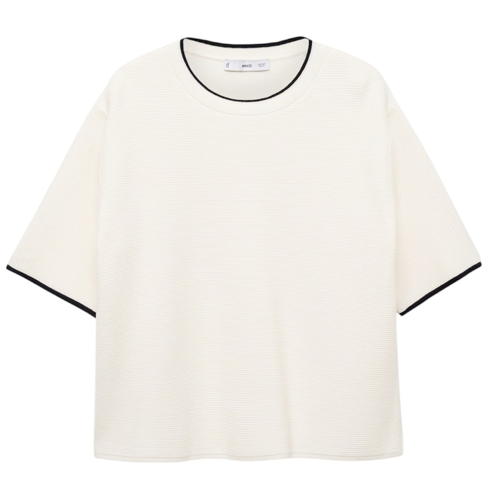 NWT Mango Short-sleeved Sweater with Contrasting Trims